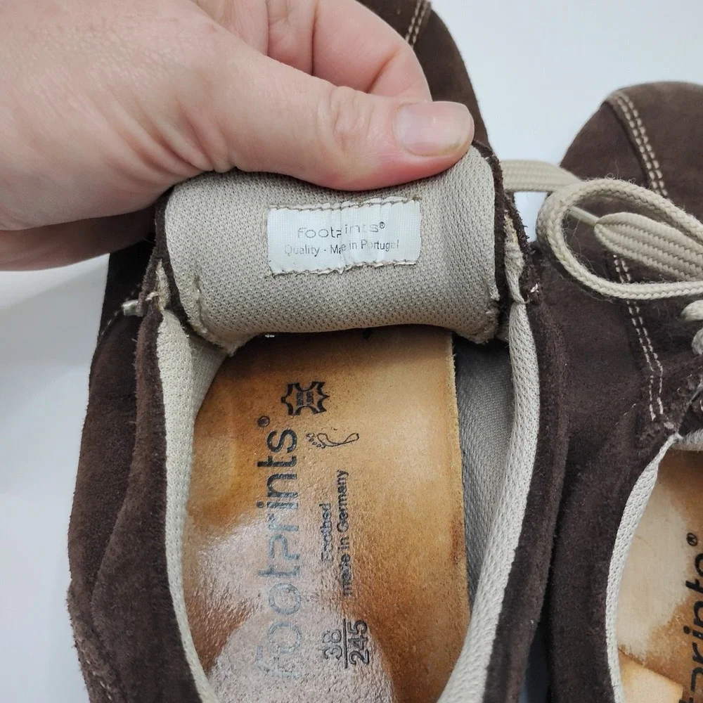 Footprints by Birkenstock Women's Brown Suede Lace Up Sneakers EU 38 US 7.5